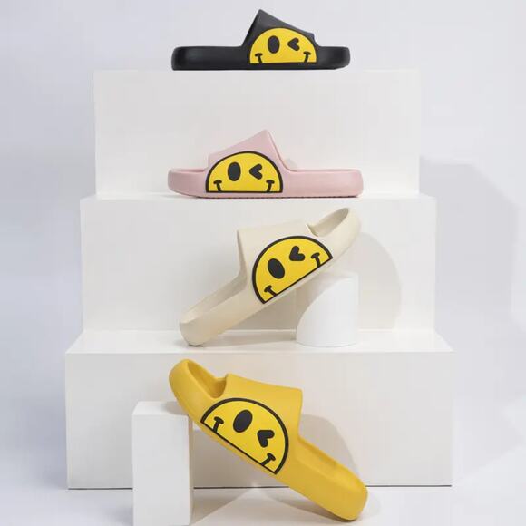 Yellow Smiley Cushion Slides, Light, Non-Slip Slippers - Picture 4 of 5
